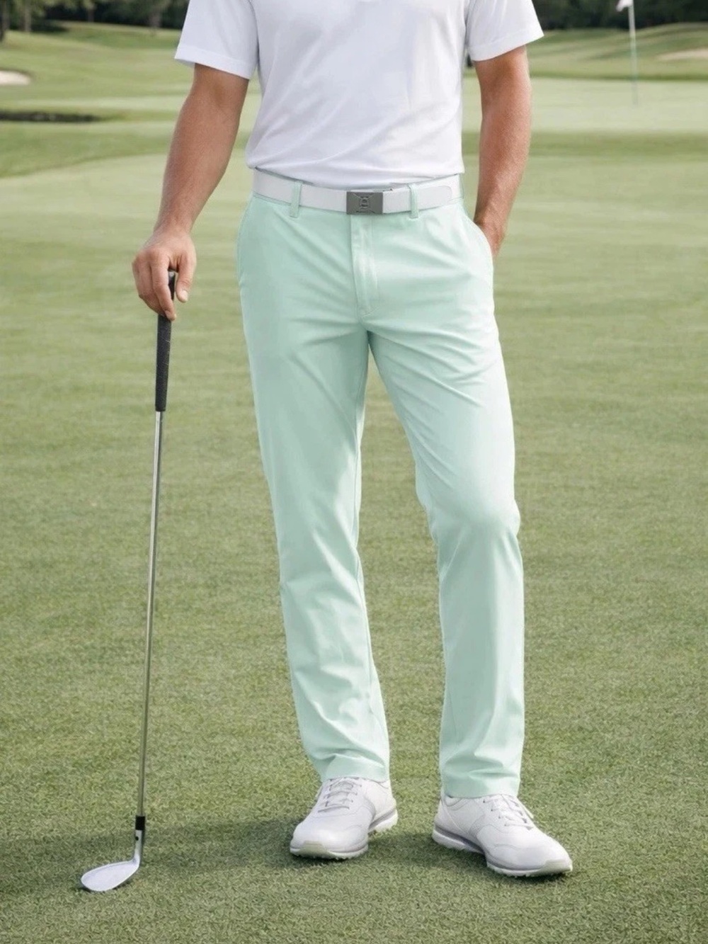 Straight Down Golf Pants 32x32 Mint Green Performance Stretch Flat Front Mens
